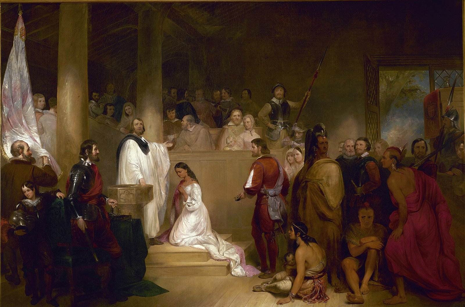 "The Baptism of Pocahontas" by John Gadsby Chapman, 1840, in the U.S
