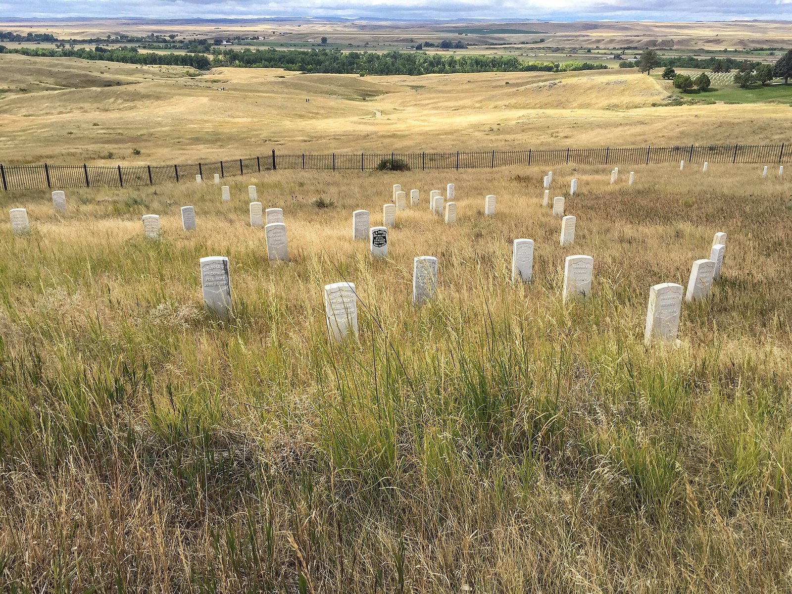 Markers on the Little Bighorn battlefield, where soldiers fell