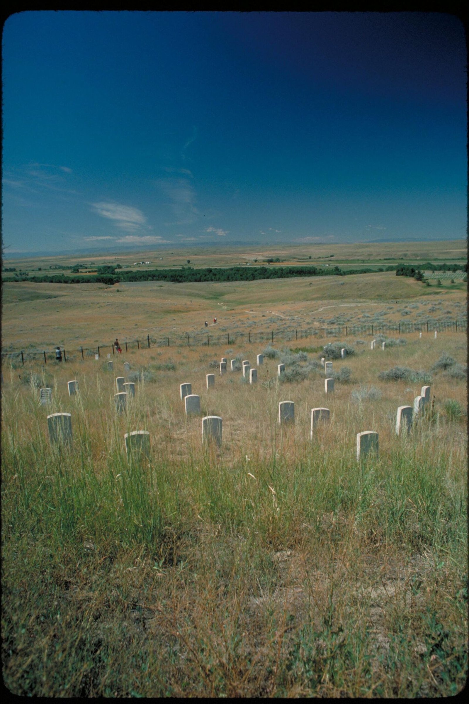 The battlefield today, where markers show where soldiers fell