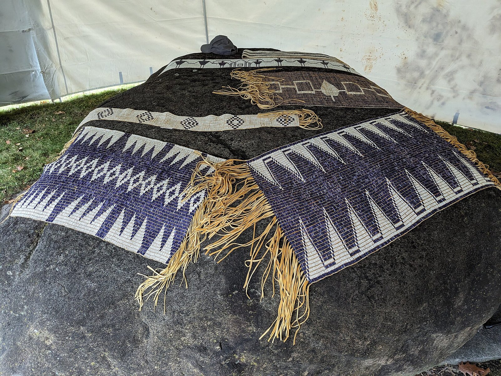 Wampum on Council Rock at the Treaty of Canandaigua commemoration, 2023