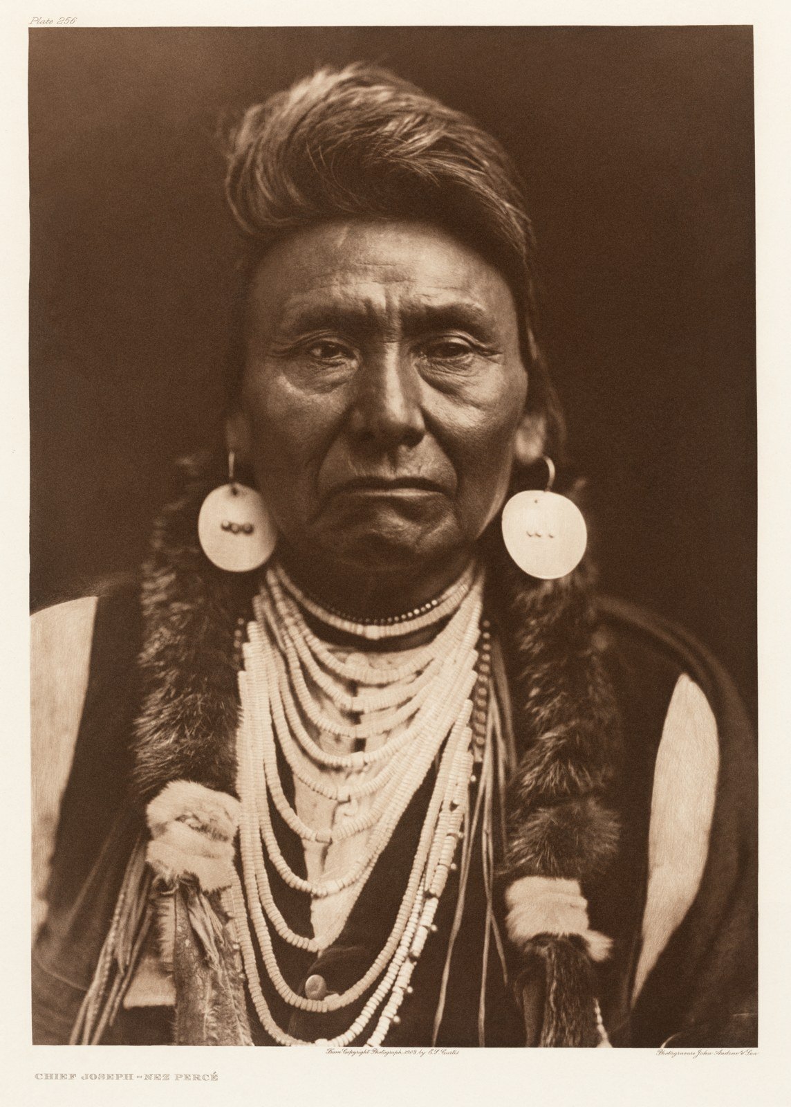 Chief Joseph of the Nez Perce, whose band was forced from the Wallowa Valley after the 1863 "Steal Treaty." Photograph b