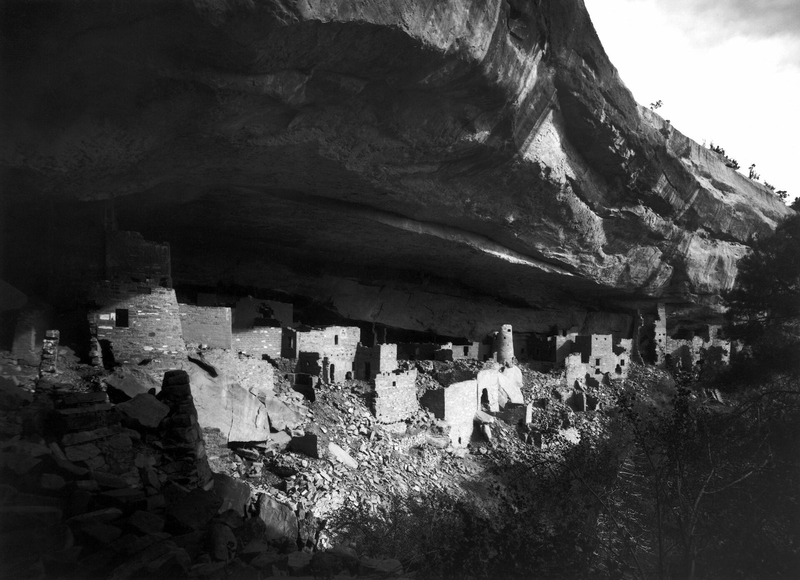 Cliff Palace at Mesa Verde in 1891, photographed by Gustaf Nordenskiöld just three years after ranchers spotted it from 