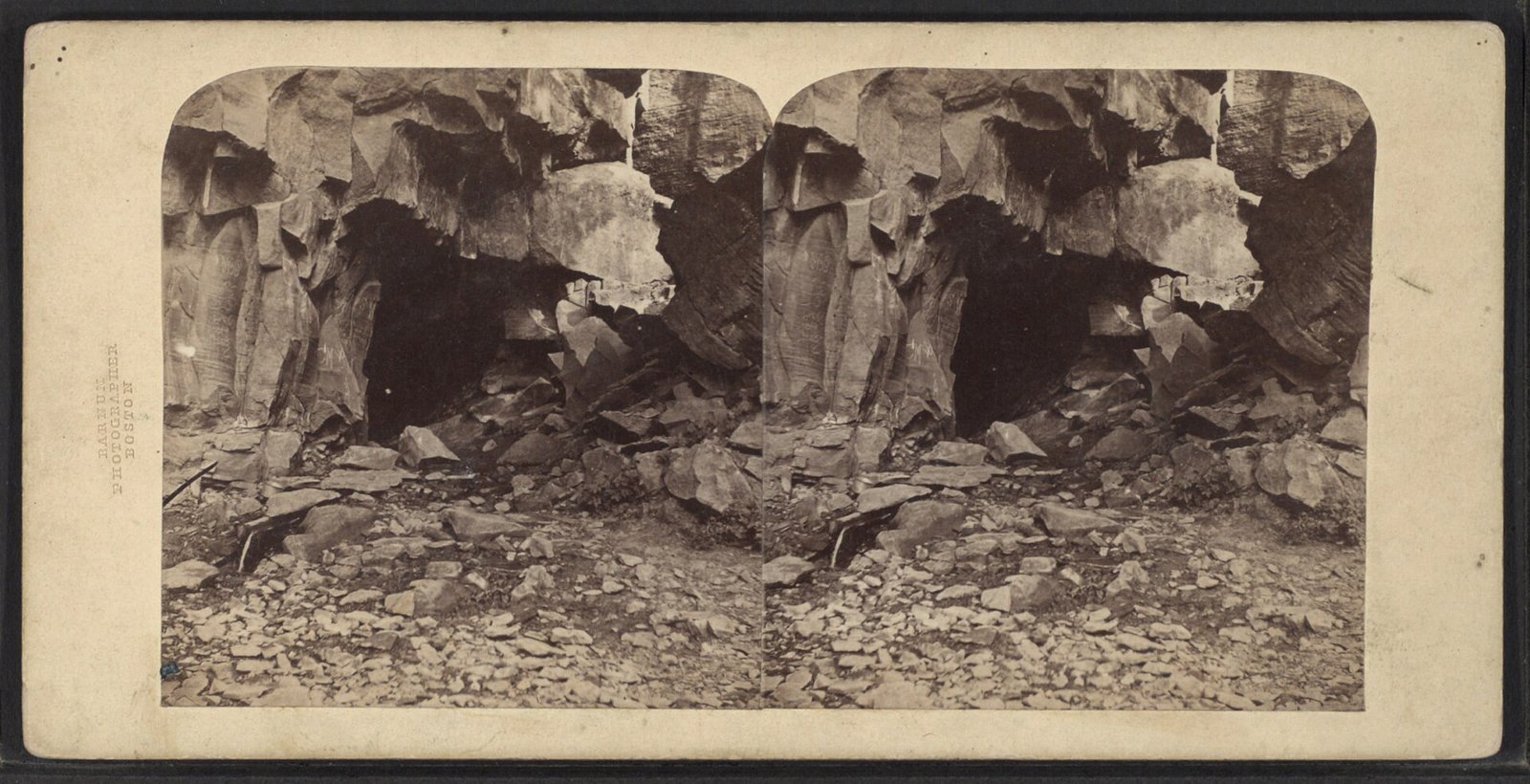 Devil's Hole on the Niagara River gorge, in a 19th-century stereoview by Deloss Barnum