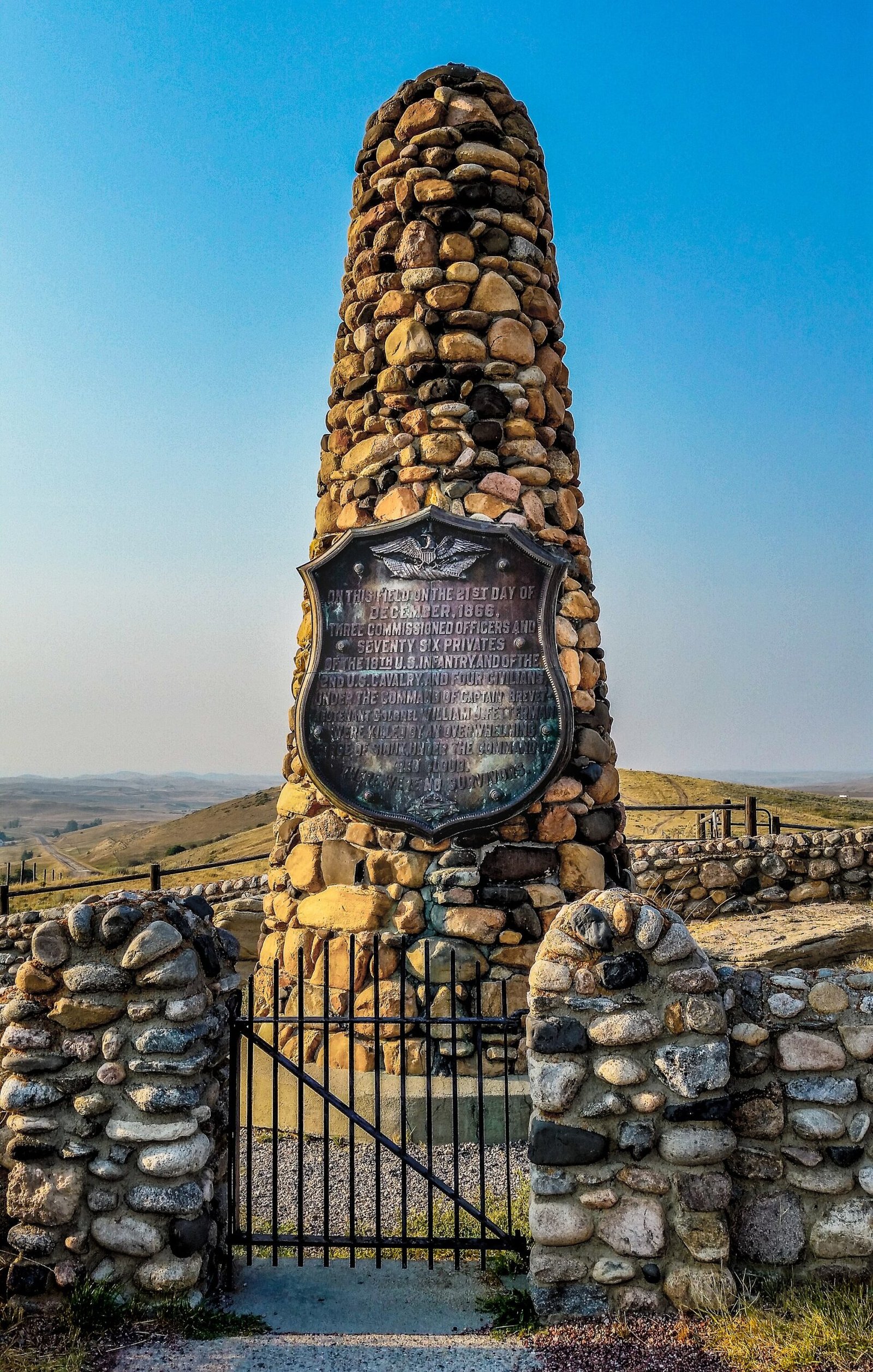 The stone monument on the Fetterman battlefield near Story, Wyoming where Fetterman's command was destroyed
