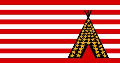 Flag of the Indians of All Tribes, used during the occupation of Alcatraz Island, 1969-71