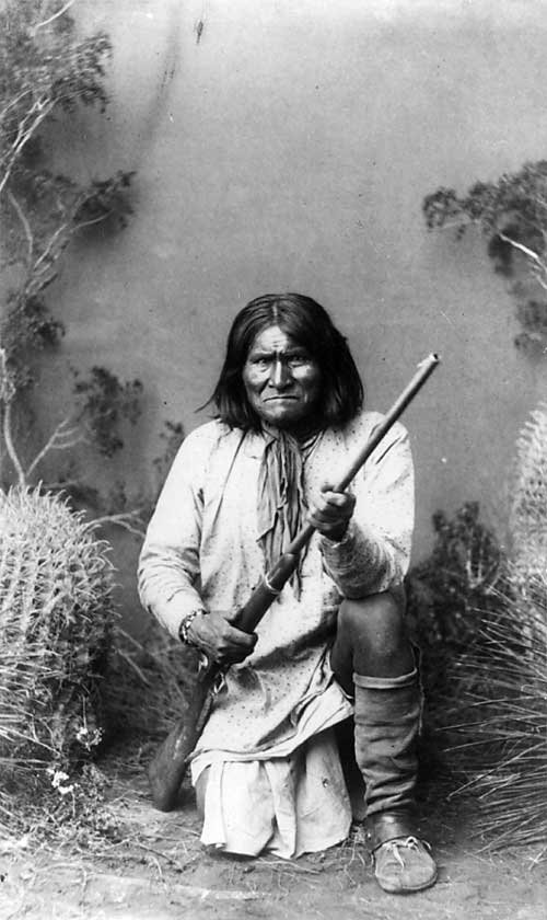 Geronimo (Goyathlay), the Chiricahua Apache leader, photographed by Ben Wittick in 1887, the year after his final surren