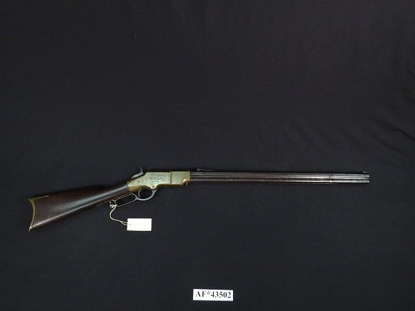 A Henry lever-action repeating rifle, one of the types the warriors used at the Little Bighorn