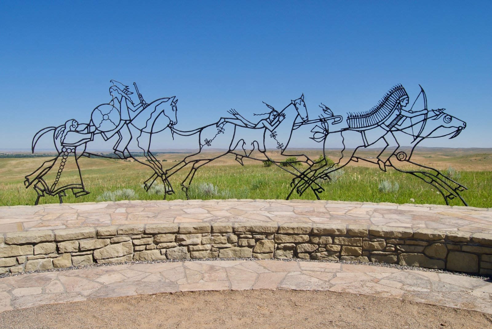 The Spirit Warriors sculpture at the Indian Memorial, Little Bighorn Battlefield National Monument, dedicated in 2003