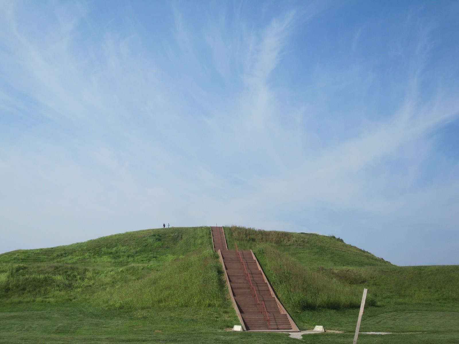 Monks Mound at Cahokia Mounds State Historic Site, Illinois, the largest prehistoric earthwork in the Americas