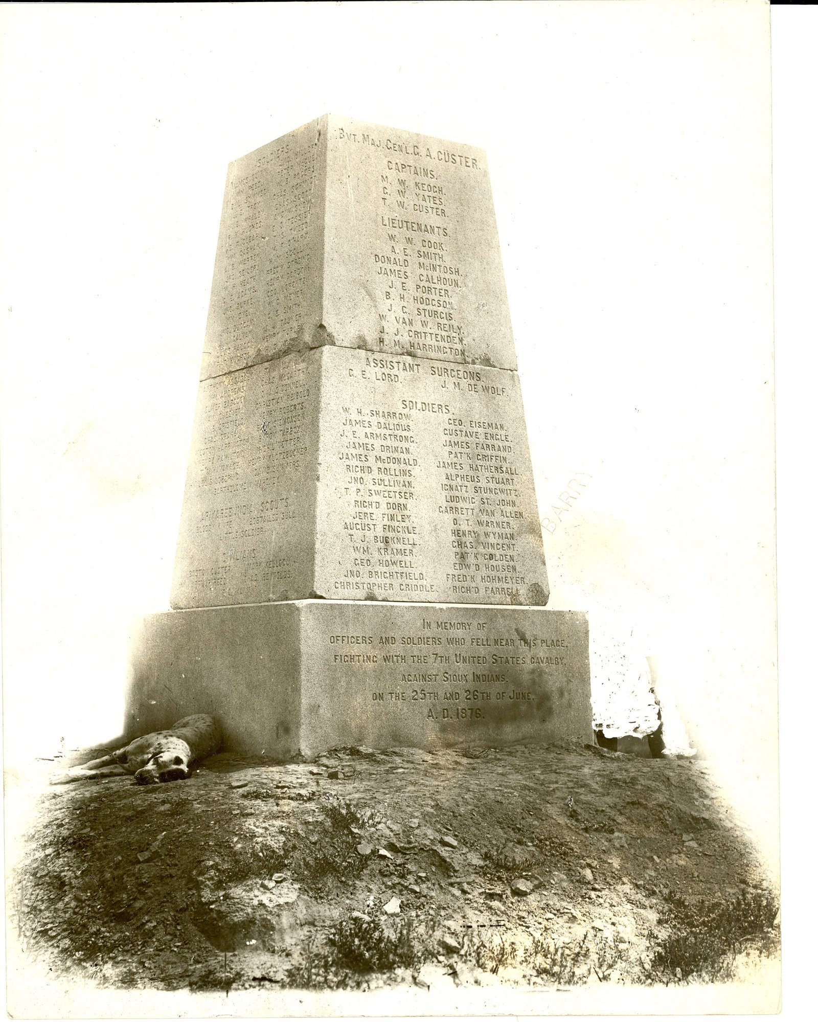 The granite memorial on Last Stand Hill, photographed by David F