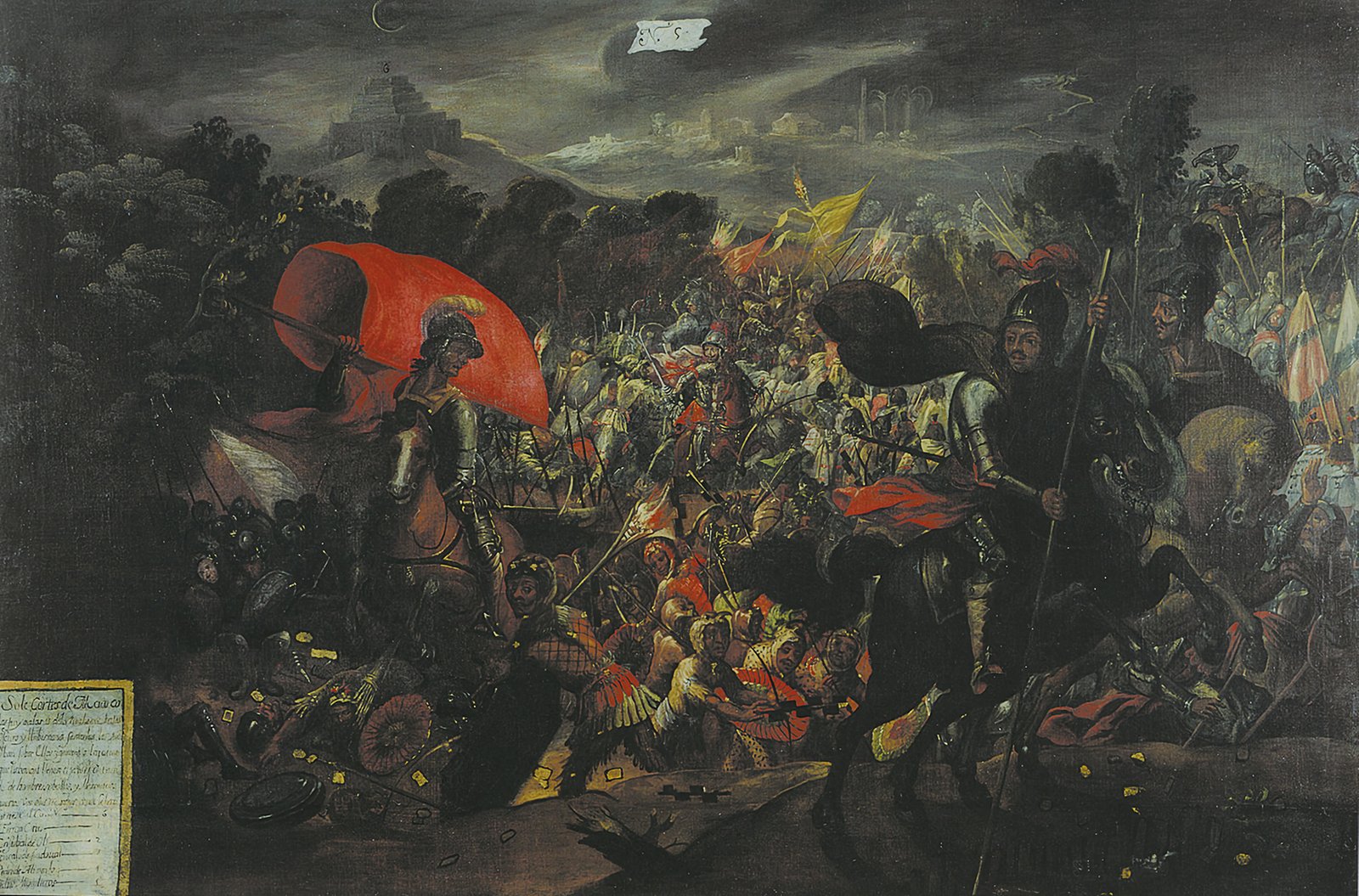 The Mexica attack Cortés's forces as they flee Tenochtitlan on La Noche Triste, June 30, 1520