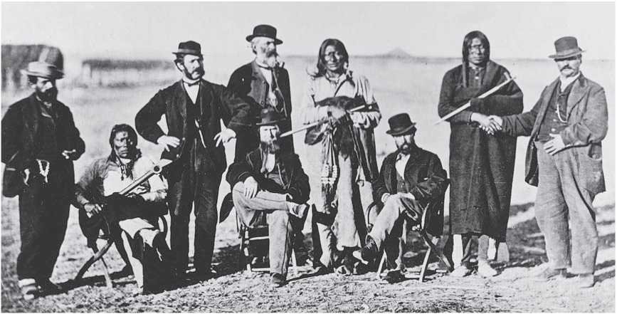 The 1868 peace commission at Fort Laramie, with Lakota leaders