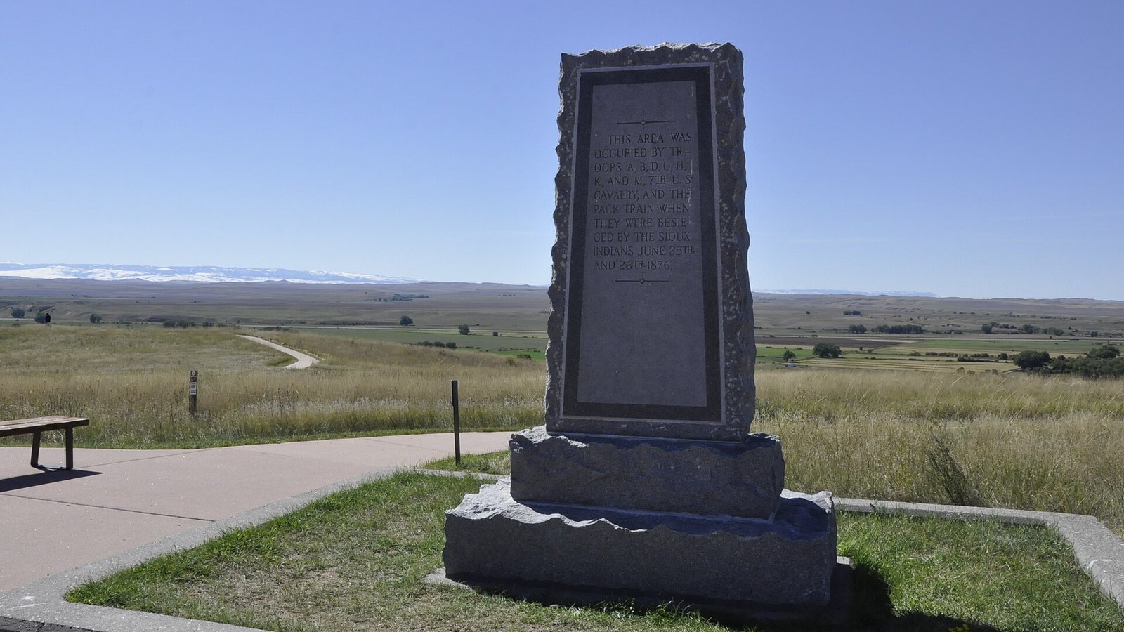 The memorial on Reno Hill at Little Bighorn Battlefield National Monument, where Windolph and the survivors of Reno's an