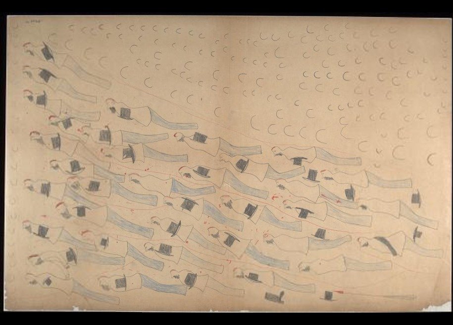 Red Horse's drawing of the fallen soldiers of the 7th Cavalry