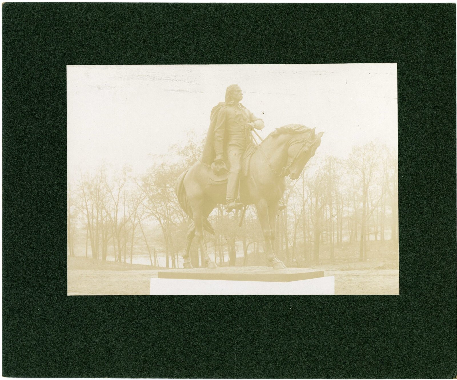 An early photograph of the Custer equestrian monument in Monroe, Michigan