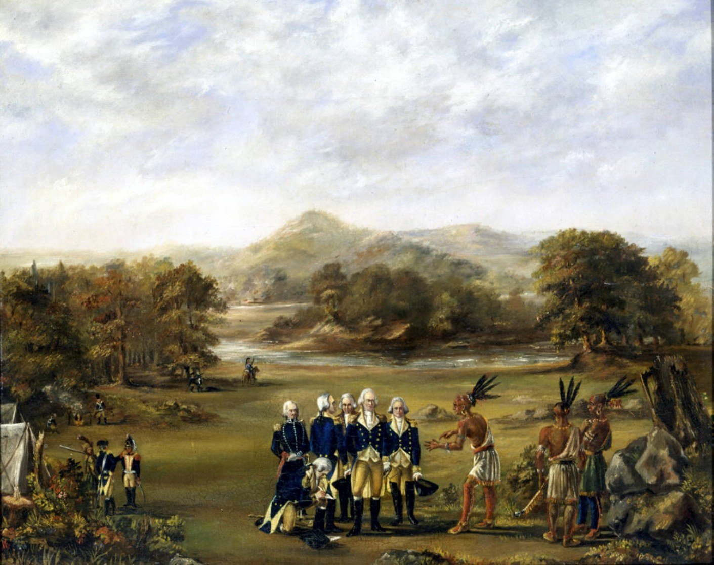 A painting of the Treaty of Greenville negotiations in 1795, where Little Turtle and other leaders gave up much of prese