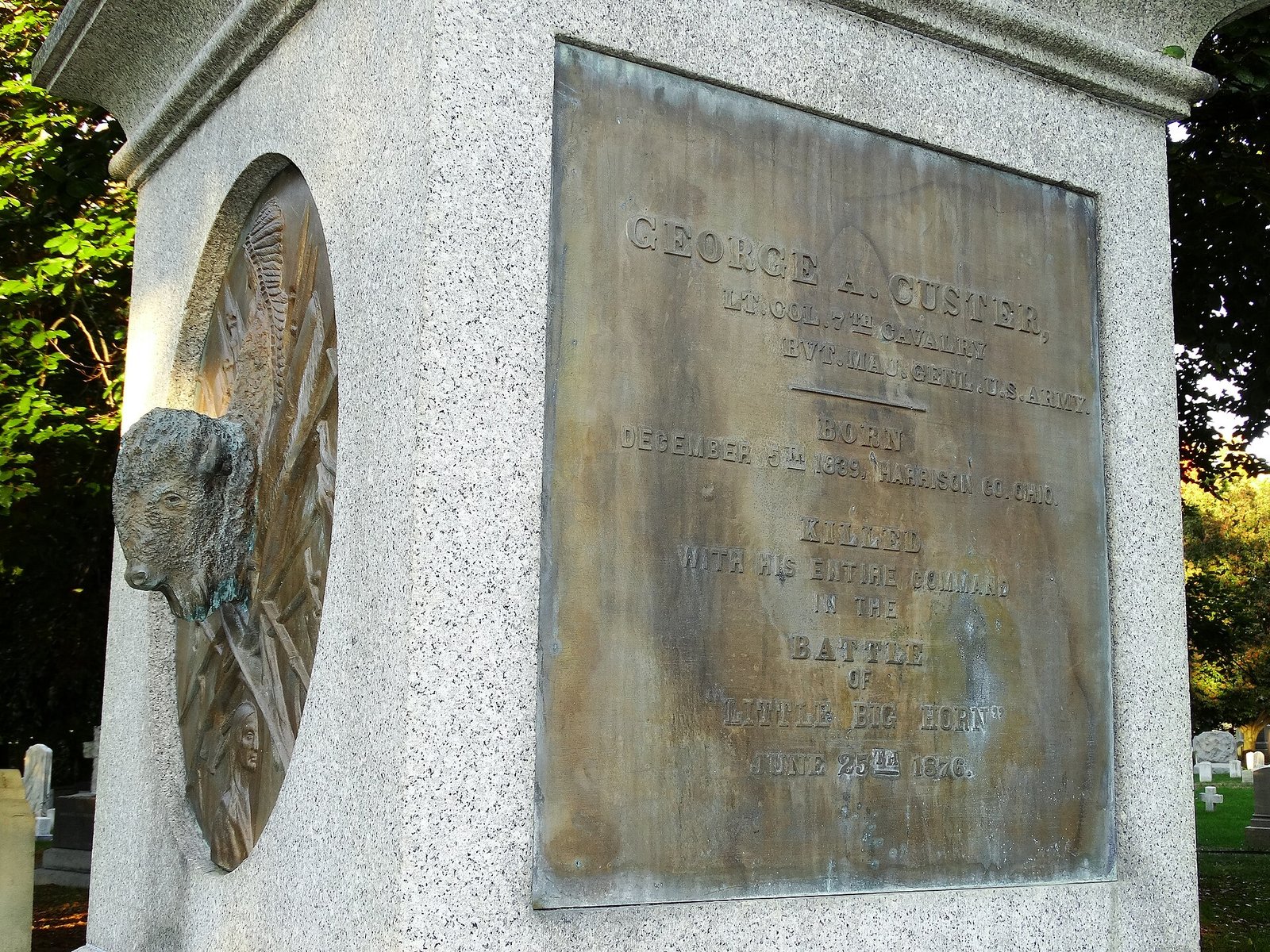The monument over Custer's grave at the West Point Cemetery, New York